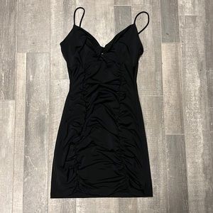 Black Ruched Mini Dress